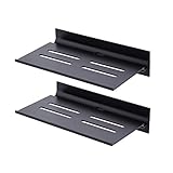 Amazon Brand - Umi Wandregal Schweberegal Hängeregal Schweberegale Wand Regale Halterung 2 Stück Wandmontage Aufbewahrung Aluminium Matt Schwarz, BSC410S20DG-BK-P2