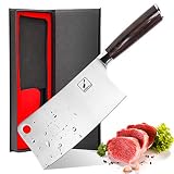 imarku Hackmesser Hackbeil, 18cm Chinesisches Kochmesser aus Deutsch Hochgekohlter Edelstahl, Super Scharfe Messer Küchenmesser mit Pakka Holzgriff für Haus und R