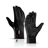 Winter Fahrradhandschuhe Fahrrad Warm Touchscreen Vollfinger Handschuhe Wasserdicht Outdoor Fahrrad Skifahren Motorradfahren -Black-3-S