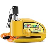 Bremsscheibenschloss Alarm, Linkax Motorradschloss Mororrad Schloss110dB Alarm Scheibenschloss 6mm Pushdown mit 1.5m Erinnerungskabel für Motorrad und F