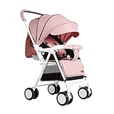 Gute Qualität Kinderwagen Buggys Kinderwagen kann sitzen und liegen leichte tragbare Taschenschirm Kinder einfache Baby vierrädrigen Push Kinderwagen Baby Standardkinderwagen (Color : Pink)