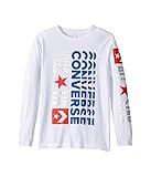 Converse Kids Boy's Long Sleeve Logo Remix Graphic T-Shirt (Big Kids) White SM (7-8 Big Kids)
