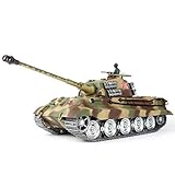 Panzer Ferngesteuert Metall, 1:16 Deutscher Henschel Tiger King Kampfpanzer mit Sound Smoke Effekt, RC Tank, RC Panzer Metall Panzer RC