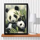 Diamond Painting Panda-Liebe 5D DIY Diamant Painting Bilder Crystal Strass Stickerei Painting Diamant Malerei Set Kreuzstich, für Home Büro Wall Décor Square Drill,100x120