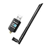 WLAN Stick 600 Mbit/s, Techkey WLAN Adapter mit Integriertem Treiber DualBand 2,42 GHz / 5,8 GHz WLAN Antenne für PC Windows 11-7 / XP/Vista, Plug & Play