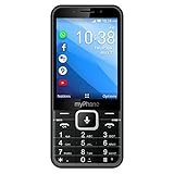 myPhone UP Smart LTE 4G Handy mit Whatsapp, Facebook, Google Apps, 3.2'', Mega-Akku 1200 mAh, Dual SIM, GPS, 4GB ROM, 5MP Kamera, KaiOS, Wi-Fi - Schw