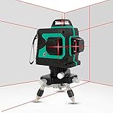 Horizontal Kreuzlinienlaser 25M, 3D 12 Line Laser Level Linienlaser Selbstnivellierendes Werkzeug Rotationslaser IP54 Laserlinie Linienlaser (Roter Laser+Grünes Aussehen)