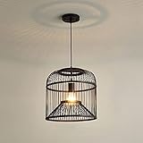 KAIDANA Handgewebte Vogelkäfig-Bambus-Pendelleuchte, kreatives Design, hohler Lampenschirm, Hängeleuchte, personalisierter, höhenverstellbarer Kronleuchter, für Restaurants, Büros, Café