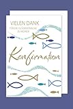 AvanCarte Konfirmation Danksagungen Karte 5er Set Goldfolie Fische Wellen 5 Grußkarten C6