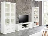 Wohnwand Landström 150 weiß 3-teilig Lowboard Vitrine Bücherregal Medienwand Wohnzimmer Landhausmöb