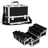 Kosmetikkoffer Schminkkoffer, Kosmetik Make up Organizer Koffer Make-up Aufbewahrung friseurkoffer Multikoffer Etagenkoffer, Makeup Koffer Alu Beautycase, Schw