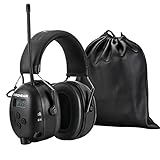 PROHEAR 033 (Upgraded) Gehörschutz mit Bluetooth, FM/AM Radio Wiederaufbare Ohrenschützer, Eingebautem Mikrofon und Lärmreduzierung für Lärmintensive Freizeitaktivitäten SNR31dB, NRR25dB - Schw