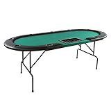 Nexos Deluxe Casino Pokertisch klappbar L 215 x B 113 x H 79 cm, Getränkehalter Armlehnen Chiptray grüne Pokerauflage Klapptisch für 10 Sp