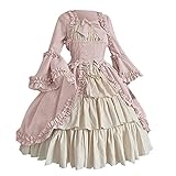 yiouyisheng Damen Rokoko Barock Prinzessin Kleid Trompetenärmel Schleife Partykleid Cosplay Kostüm Dame Vintage Renaissance Viktorianisches Kleidung Große Größen S-5XL