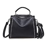 JOSEKO Damen Handy Schultertasche Umhängetasche, Niet Handtasche Damen Umhängetasche Coole Mädchentasche schwarz geeignet für Shopping D