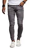 Leif Nelson Herren Jeans Hose Slim Fit Denim Blaue graue Lange Jeanshose für Männer Coole Jungen weiße Stretch Freizeithose Schwarze Cargo Chino Sommer Winter Basic LN9170 Schwarz W32/L30