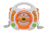 Idena 6800533 CD Player Sing Along für Kinder, tragbar und batteriebetrieben, mit USB Anschluss, Anti-Schock und zwei Mikrofonen für Karaok