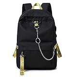Silver Tulip College Schultern Taschen Kinder Schulbuch Taschen Mädchen Reisen Canvas Rucksack mit USB-Port (Schwarz Gelb)