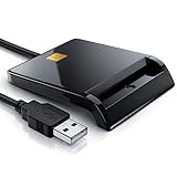 CSL - USB Chipkartenleser SmartCard Reader - Plug and Play - Power Status-LED - USB Bus-Powered - HBCI Fähig - Windows 10 11 kompatibel - schwarz Hochg