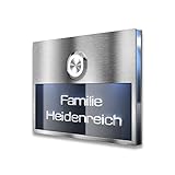 Metzler Türklingel Edelstahl Klingelschild LED-Klingeltaster & Beleuchtung - 3D-Gravur Beschriftung - Klingelplatte - Befestigung wählbar - (Aufputz, Edelstahl)