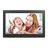 10.5 Zoll Digitaler Bilderrahmen 1280x800P Music Photo Video Player mit Fernbedienung / Multi-Diashow / Kalender / Uhr Alarmfunktion Schw