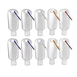 50 ml Reise-Kunststoff-Schlüsselanhänger-Flaschen, transparent, 10/20 Stück, Reise-Händedesinfektionsmittel, leere Flaschen, Flüssigkeitsbehälter mit Hak