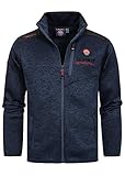 Geographical Norway Herren Fleece Jacke Contrast Shoulder Sweater Ches Logo Embro 2 Zipped Pockets, Navy, Gr:S