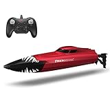 Gettesy Fernbedienung Boot, 2,4 GHZ RC Boot Schnellboot Hochgeschwindigkeits Wasserdicht Rennboot mit Wiederaufladbaren Batterien Wasserspielzeug für Kinder und Erw