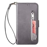 Yobby Reißverschluss Brieftasche Hülle für Samsung Galaxy S7,Vintage PU Leder Handyhülle Flipcase mit Kartenfach und Handschlaufe,Ständer Stoßfeste Schutzhülle für Samsung Galaxy S7-G