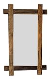 Massiv Holz Wandspiegel rustikal - 90x55 cm - Garderobenspiegel Flurspiegel Spiegel Badspieg