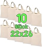 10 Stück 22 x 26 cm Baumwolltasche klein – OEKO-TEX® geprüft – Natur Apothekertasche, Tragetasche, Beutel, Geschenktasche Stofftasche unbedruckt, für Medikamente zum bemalen und bedrucken Juteb