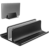 Vaydeer Vertikaler Laptop Ständer, Verstellbarer Laptop Ständer Vertikal, Aluminium 3 in 1 Laptopständer Platzsparend für MacBook, Notebook, iPad, Laptops bis zu 17,3 Zoll - Schw