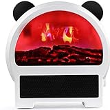 XJZKA Panda 3D Flame Elektrische Kamine Desktop Ruhiger Mini Kamin Schnelle Elektroheizung Geeignet für Home Office Schlafzimmer Weiß