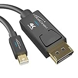 KabelDirekt – Mini DisplayPort (Thunderbolt) auf DisplayPort Kabel (Mini DP auf DP) – 1m (UHD Auflösung mit 4K / 60Hz, Version 1.2, für PC & Mac, DP Stecker mit Verriegelung, schwarz)