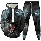 SSBZYES Herren Sweatshirt Sweatshirt Set Herren Hoodie Jogginghose Lose Pullover Paar Tier Wolf Print Pullover S