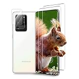 (2+2 Stück) Panzerglas Schutzfolie für Samsung Galaxy S20 Ultra + Kamera Schutzfolie, Anti-Kratzen Glasfolie, 3D Voller Displayschutz Panzerglasfolie für Samsung Galaxy S20 Ultra 5G&4G (Schwarz)