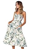 YMING Damen Blumen Drucken Kleid Partykleid Boho Sommerkleid Abendkleid Gr. X-Large, 0823 Hellgelb