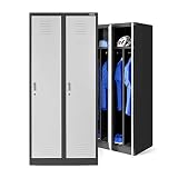 Stahlspind Garderobenschrank Spind Kleiderspind Doppelspind 2 Abteile Flügeltüren Trennwand Pulverbeschichtung 180 cm x 80 cm x 50 cm (H x B x T) (anthrazit/weiß)