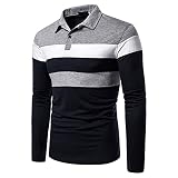 JIOJIO Herren Gestreiftes Polohemd Sommer Herbst Casual Shirt Business Freizeit T-Shirt Leicht Kurzarm Top Mode Bluse Slim Fit Poloshirt Lang