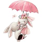 Uniqal Paar Hase Unter Regenschirm Wand Aufkleber Kinder Zimmer Haus Dekoration Wallpaper Wohnen Zimmer Schlaf Zimmer Abnehmbare Wand Bild Aufkleb