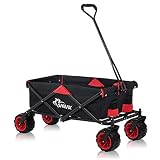 SAMAX Bollerwagen Handwagen Gartenwagen Strandwagen Klappbar Faltbarer Bollerwagen Transportwagen - Schwarz/R