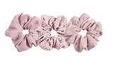 A.Tony Scrunchies Set 4 Farben Haargummis Mädchen & Frauen Chiffon Zopfgummi Haarschmuck Muster Hochwertig Haarband (Altrosa)