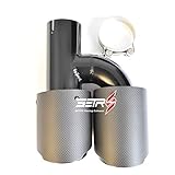 YUXIwang Auspuffrohr Universal 76mm 3.0-Zoll-Auslass Gerade Schwarz Edelstahl Niemand Webart Matt Carbon Auto Auspuffanlage Schalldämpfer Spitze Schwanzrohr (Color : 51 76mm Without Logo)