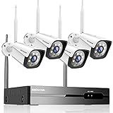 WLAN Überwachungskamera Aussen System,8CH HD 1296P WIFI Überwachungskamera Kits mit 4PCS WiFi-kameras,3MP Pixel Wireless Kamera Set,Bewegungserkennung,Wasserdicht,30M IR Nachtsicht,Fernzugriff(no HDD)
