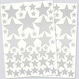 klebino Wandaufkleber 90 Sterne - Kinderzimmer Dekoration - Wandsticker Set (Silber)