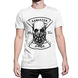 Premium Gangster Pride Herren T-Shirt Hardcore Totenkopf Schädel Skull Biker Tshirt Kurzarm Oberteil für Männer Vintage aus Baumwolle Regular Fit Schwarz Grau Blau S-5XL (Weiß, M)