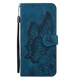 Miagon Hülle für iPhone SE 2020,Schutzhülle PU Flip Leder Brieftasche Handytasche mit Retro Schmetterling Entwurf Kartenfächer Klapp Handyhülle,B
