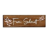 Holz Türschild mit Namen für die Haustür | Namensschild Briefkasten-Schild selbstklebend oder mit Bohrlöcher Klingelschild mit kratzfestem UV Druck | Größe 7x2 cm bunte Tü