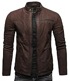 Crone Epic Herren Lederjacke Cleane Leichte Basic Jacke aus weichem Rindsleder (M, Dunkelbraun (Nubukleder))