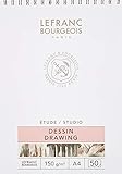 Lefranc Bourgeois 301335 Studio Zeichenblock 50 Blatt - A4, spiralgebunden,150 g/m², feinkörnige Oberfläche zum Zeichnen mit Bleistiften, Kreide, Kohle und anderen Trockentechnik